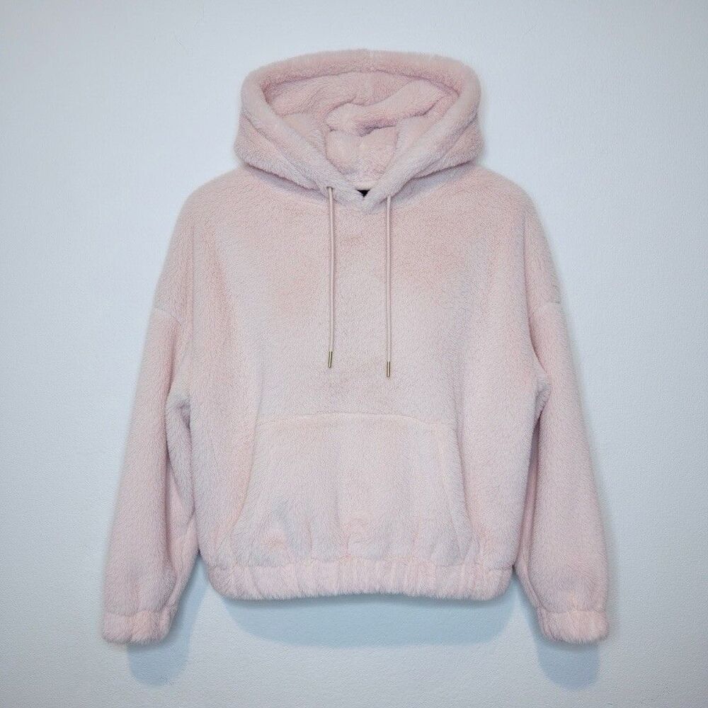 Truth By Republic Fuzzy Light Pink Hooded Sweater Size S